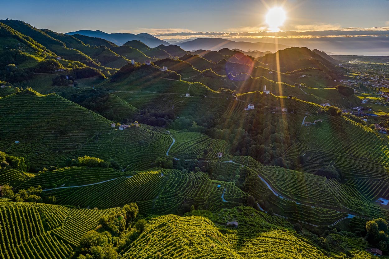 Hügeln in Valdobbiadene zwischen Venedig und den Dolomiten, Weinanbaugebiet, La Tordera
