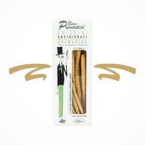 Brotstangen kurz mit Rosmarin - Grissini ROSMARINO, sie werden aus Hefeteig hergestellt. Die knusprig gold-gelb gebackenen Stangen sind ideal geeignet zum Knabbern, Snacken oder Dippen - perfekter Genuss zu Wein, Gin, Franciacorta oder Prosecco. Grissini werden auch gerne mit Oliven, Käse, Rohschinken und zur Antipasti gereicht - egal wie - ein toller Knabberpartner!