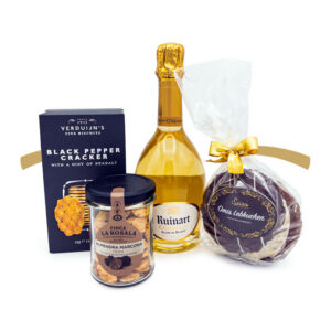 Genuss in der Jutetasche Ruinart Blanc de blancs OMIS Lebkuchen