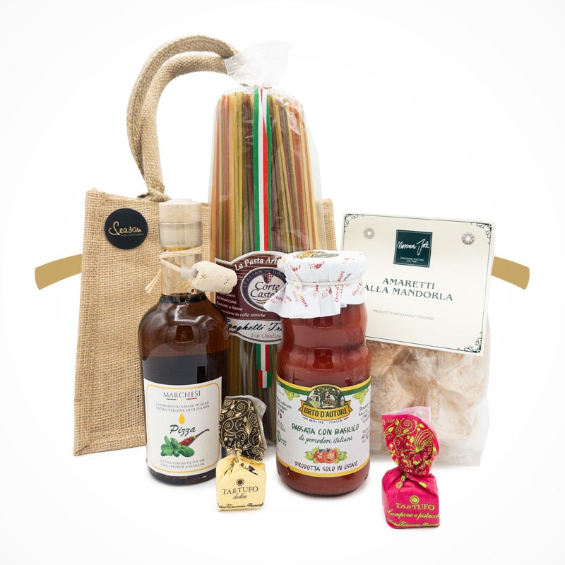 Pizza, Pasta und Amore, Geschenkidee mit Feinkost aus Italien