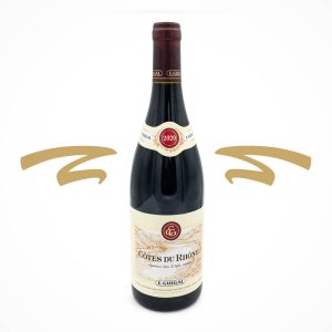 Côtes du Rhône Rouge von E. Guigal asst gut zu gegrilltem Fleisch, Wild, Geflügel, Pasta.