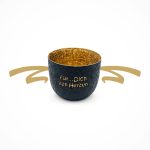 Windlichtschale von Herzen, schwarz-Gold