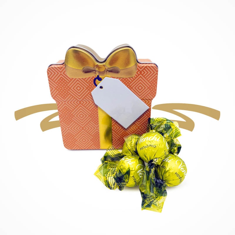 Geschenkdose Orange | Pralinen Pistacchio