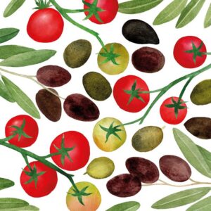 Servietten 33x33 Tomaten Oliven Motiv