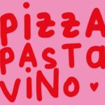 Serviette Pizza, Pasta, Vino Pink