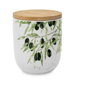 Vorratsdose mit Bambusdeckel, Design Olive